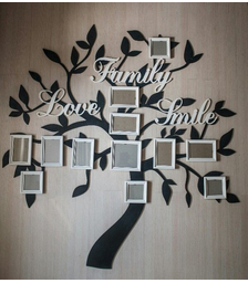 Фамильное дерево с фоторамками и словами