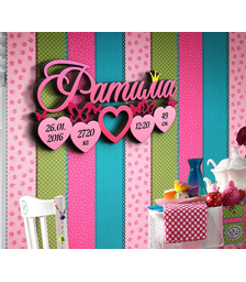 Деревянная фоторамка с именем Фатима + метрики