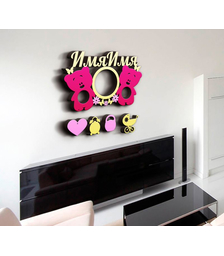 Деревянная фоторамка Мишки с именем + метрики