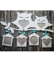 Деревянная фоторамка с совами