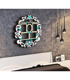 Деревянная фоторамка с узором и фамилией