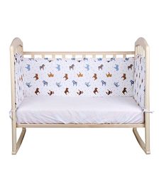 Борт в кроватку ''Зоопарк'', из 4-х частей, чехлы съемные, бязь, цвет Лошадки бирюза, Alis текстиль