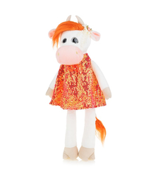 Коровка Глаша в коралловом платье, 23см