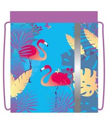 Сумка для сменной обуви ЭЛИТ, ткань, дизан, с сеткой и светоотражающей полосой "Яркий фламинго"