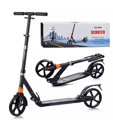 Самокат 2-х кол., PU, складной, черный, в коробке