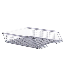 Лоток горизонтальный с пазами тонированный серый