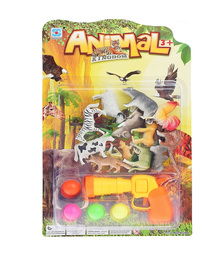 Оружие "Охотник" с набором животных, мягкими пулями и шариками, на листе