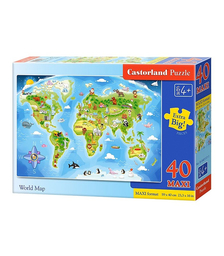 Пазлы 40 "Карта мира" MAXI