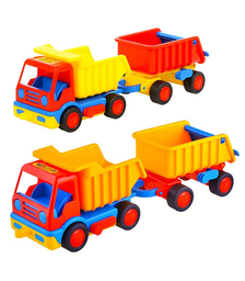 Базик, автомобиль-самосвал с прицепом (в сеточке)