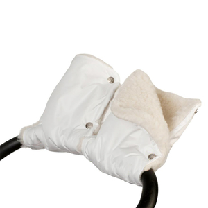 Муфта - рукавички для рук на коляску ЛЮКС (мех), цвет белая, Карапуз