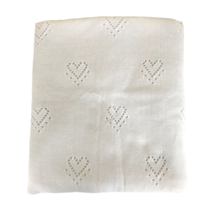 Одеяло-плед вязанный ''Сердечки'', разм. 95*95, наполнитель 100гр, подкладка 100% хлопок, цвет молочный, Mam-Baby