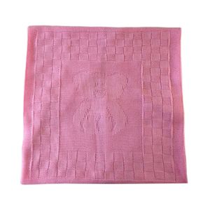Одеяло-плед вязанный ''Мишка'', разм. 95*95, без наполнителя, без подкладки, цвет Розовый, Mam-Baby